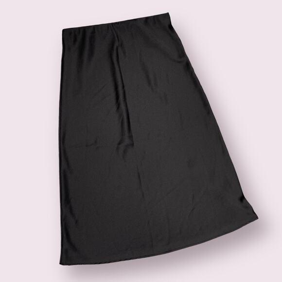 LK Luv Black Silky Midi Skirt Medium Made In USA - Picture 2 of 4
